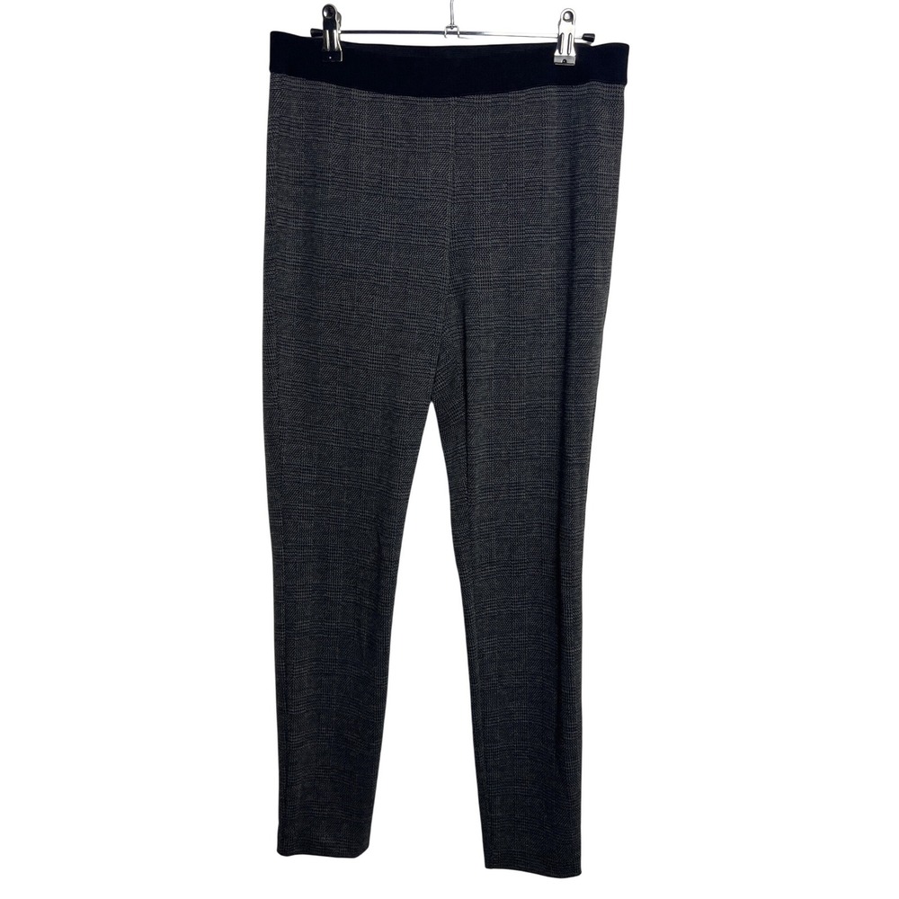 Talbots Black Grey Glen Plaid Pull On Slim Leg Ankle Pants Leggings Womens 6